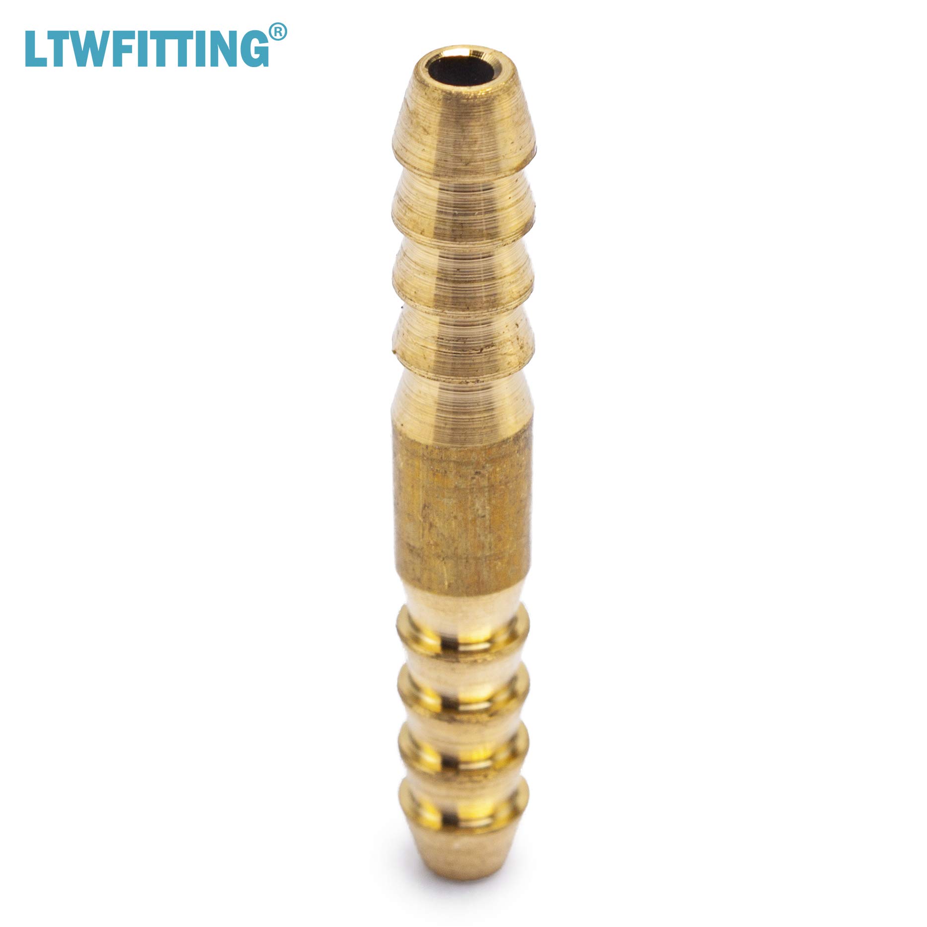 LTWFITTING Brass Barb Splicer Mender 1/8-Inch Hose ID Fitting for Air, Water, Fuel - Heavy Duty Boat & RV Plumbing Connectors (Pack of 50) - Ideal for Marine, Automotive, and Irrigation Systems