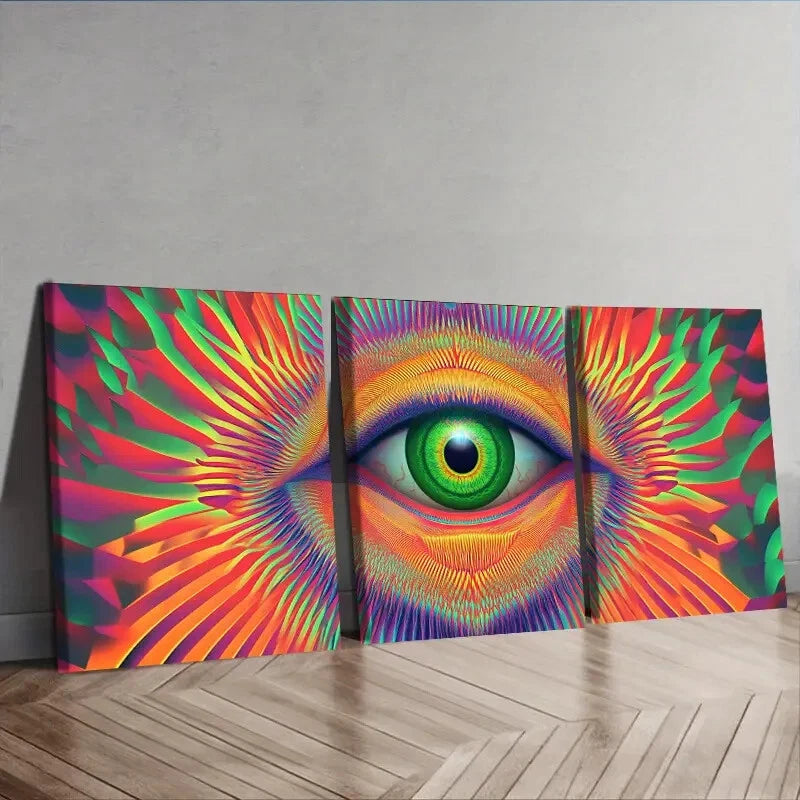 3-Piece Psychedelic Rainbow Eye Design Wall Art Set - Framed Canvas 40x60cm - High Quality Print - 100% Australian Made - Ready to Hang - Perfect for Living Room, Bedroom & Office Decor