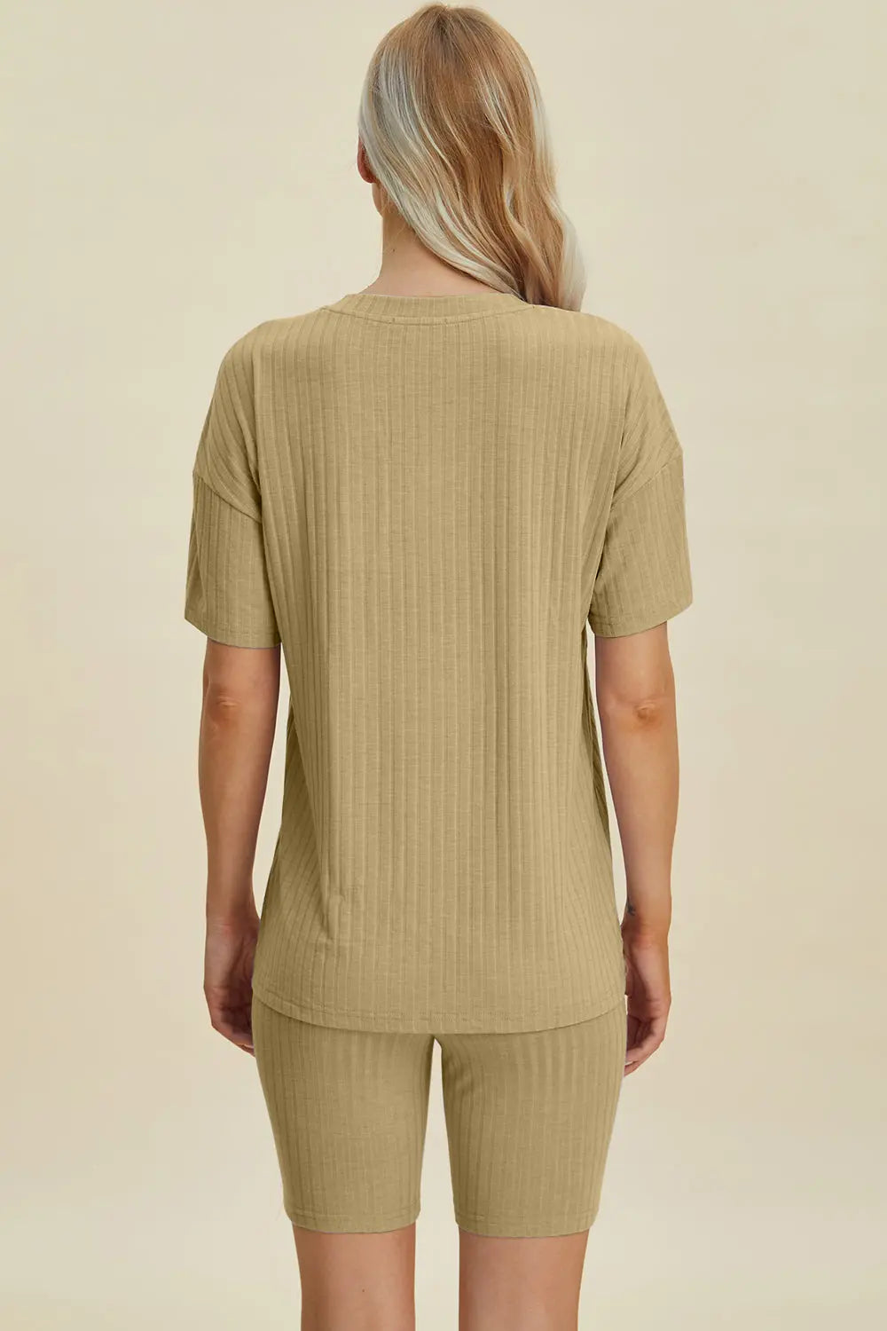 Basic Bae Full Size Ribbed V Neck Short Sleeve Top and Shorts Set - Women's Casual Summer Outfit for Beach, Lounge & Everyday Wear