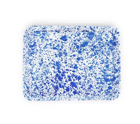 Crow Canyon Enamelware Jelly Roll Pan - 13x9 Inch Rectangular Baking Tray with Blue Marble Design | Perfect for Baking, Roasting & Serving | Ideal for Cookies, Sheet Cakes & Party Snacks