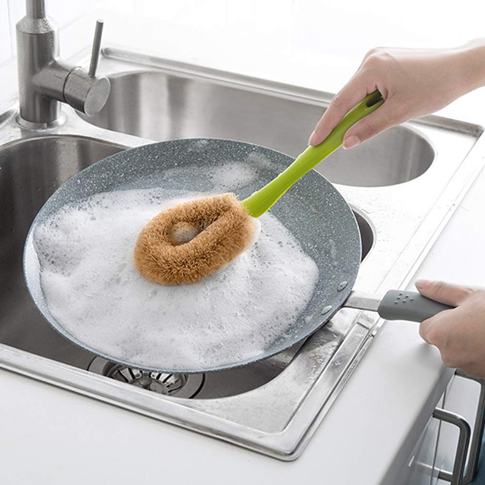 Eco-Friendly Coconut Fiber Dish Brush for Kitchen Cleaning