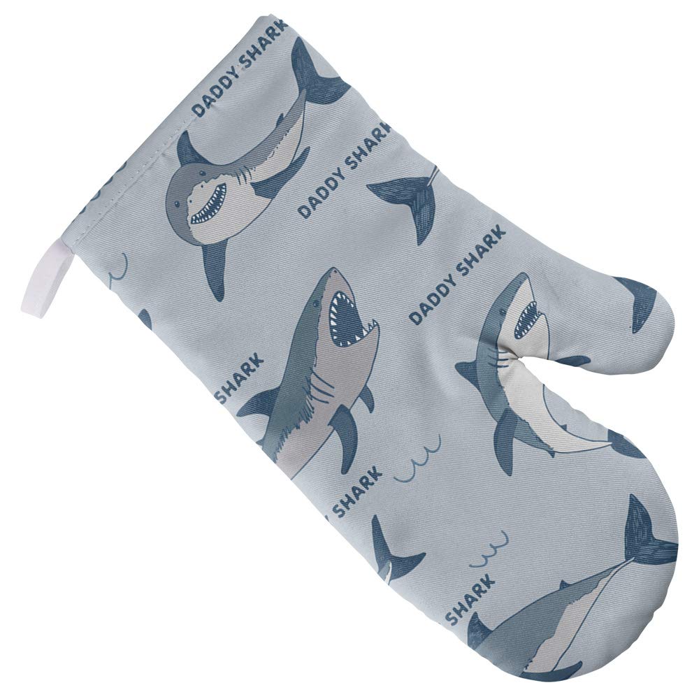 Daddy Shark Oven Mitt - Heat Resistant Kitchen Gloves for Baking, Grilling & BBQ - Perfect for Indoor Cooking & Outdoor Barbecue Parties