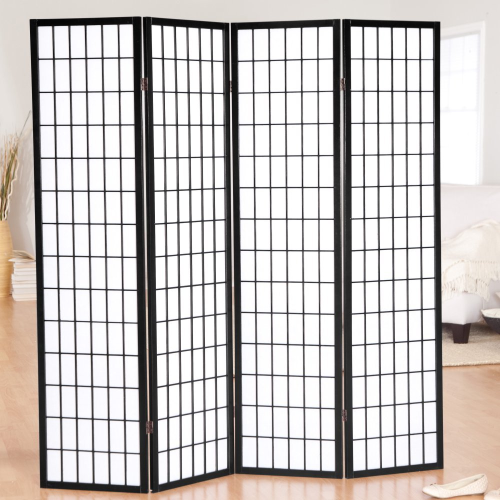 Jakun Shoji 4 Panel Folding Room Divider Screen - Traditional Japanese Style Privacy Partition for Home, Office, and Studio Decor