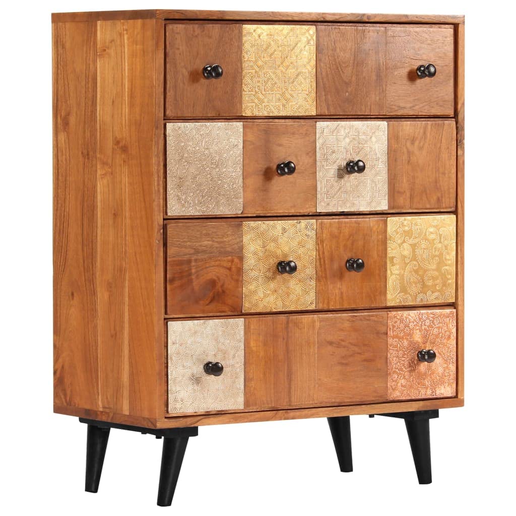 Vintage Style Solid Acacia Wood Cabinet with Drawers - 23.6