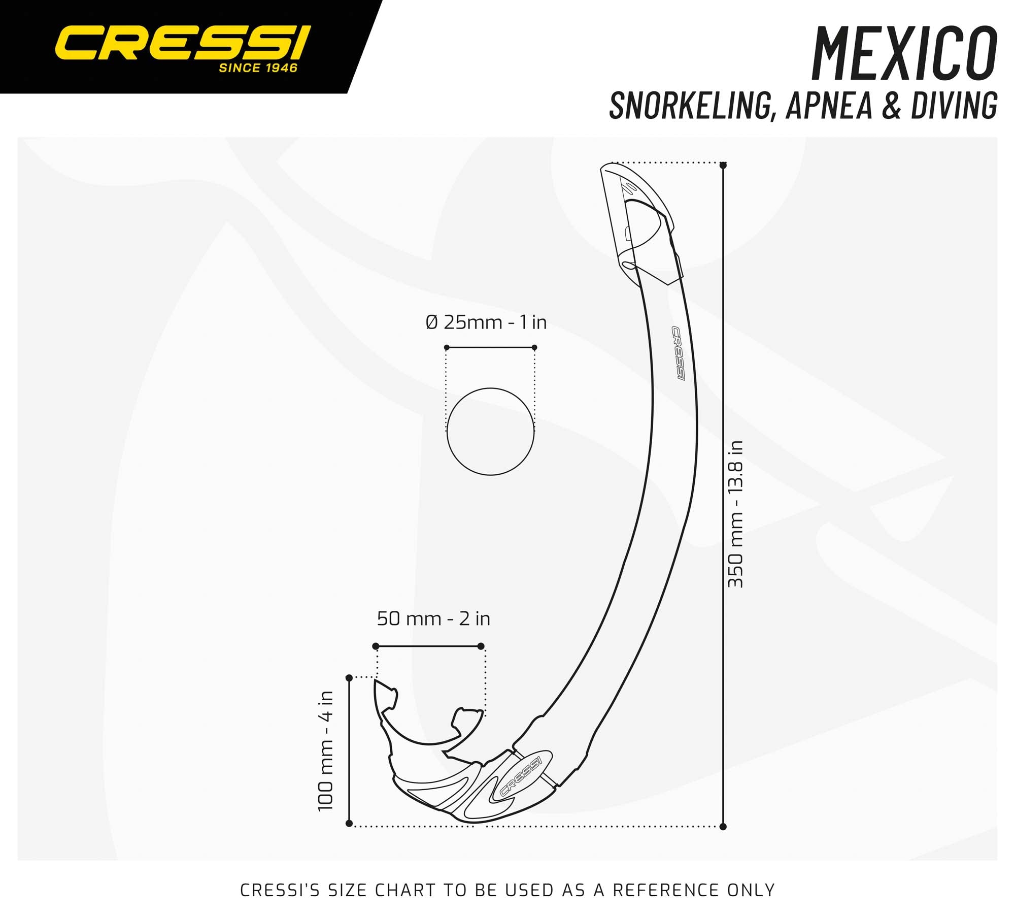 Cressi Mexico Snorkel Set - Comfortable Dry Top Snorkel for Adults & Kids - Perfect for Swimming, Snorkeling, Beach Vacations & Underwater Adventures