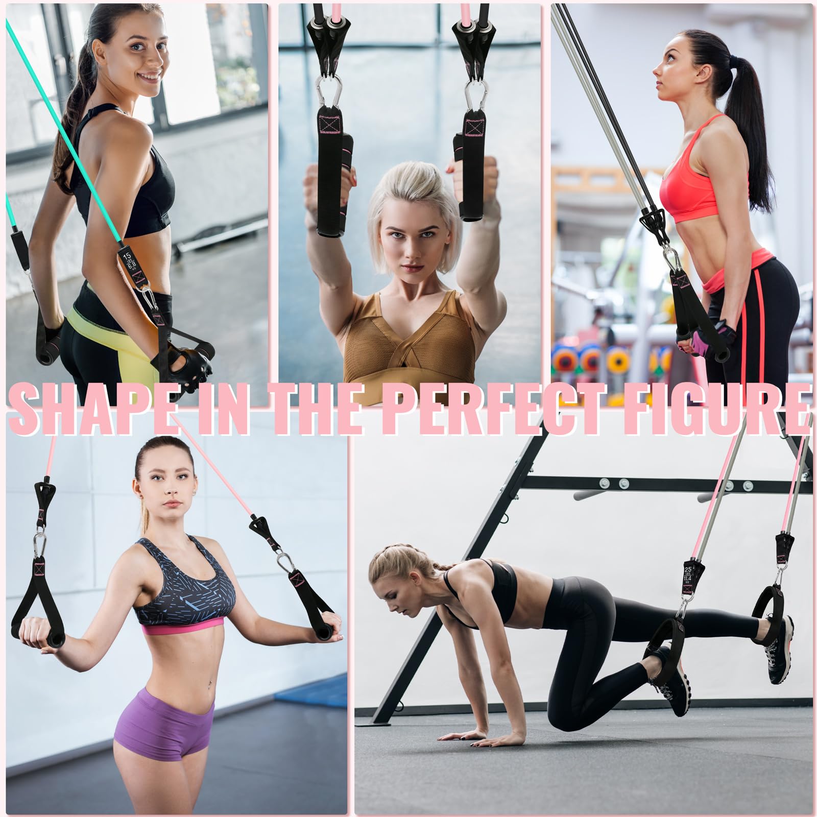 Aihoye Resistance Bands Set for Home Workout - 5-Piece Exercise Bands with Door Anchor, Handles & Carry Bag for Strength Training, Yoga, Pilates & Physical Therapy | Perfect for Gym, Travel & Rehabilitation