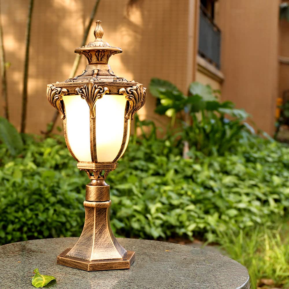 European Style Outdoor Post Light Fixture - Garden Pillar Light with Goalpost Design for Courtyard, Fence & Pathway Lighting | Durable Weatherproof Street Lamp for Patio, Driveway & Landscape Decor