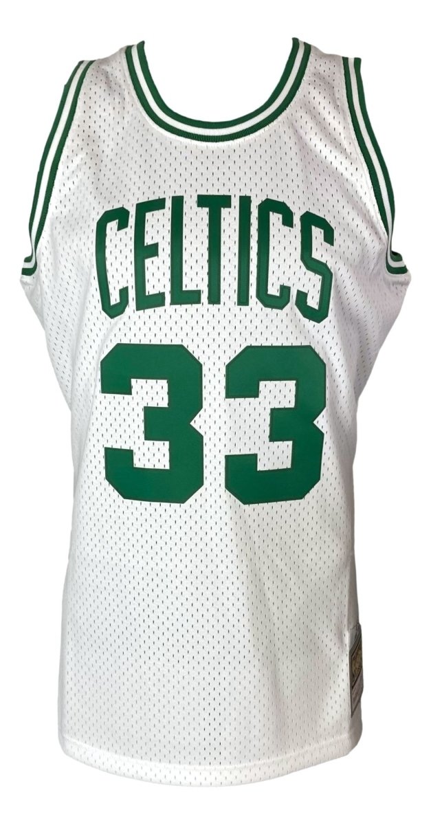 Larry Bird Autographed Boston Celtics White M&N Hardwood Classics Swingman Jersey with JSA COA - Perfect for NBA Memorabilia Collectors and Celtics Fans Display
