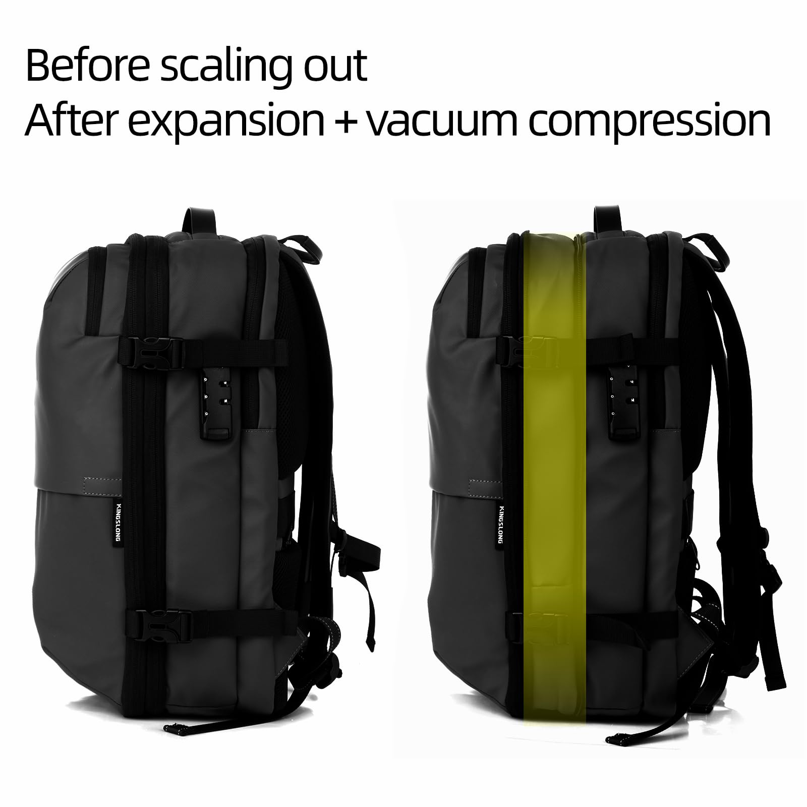 Air Vacuum Travel Backpack with Pump - Expandable Compression Carry-On Backpack with Anti-Theft Lock | Perfect for Vacuum Packing Clothes & Saving Space on Flights, Camping & Business Trips