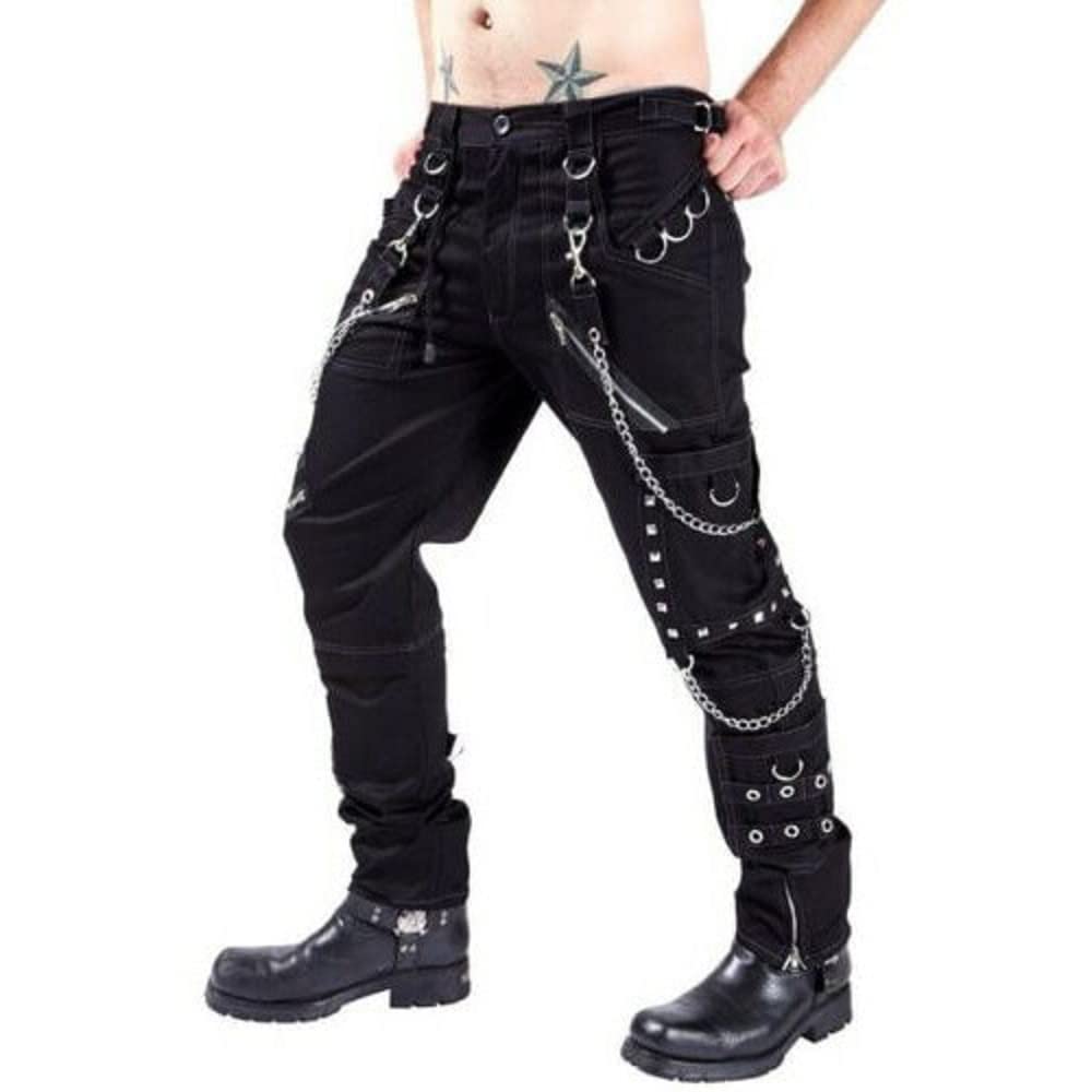 Premium Metal Eyelets Cargo Pants - Gothic Punk Rocker, Cyber Goth, Steampunk & Biker Style - Tripp Pants for Alternative Fashion - Perfect for Concerts, Festivals & Nightclubs