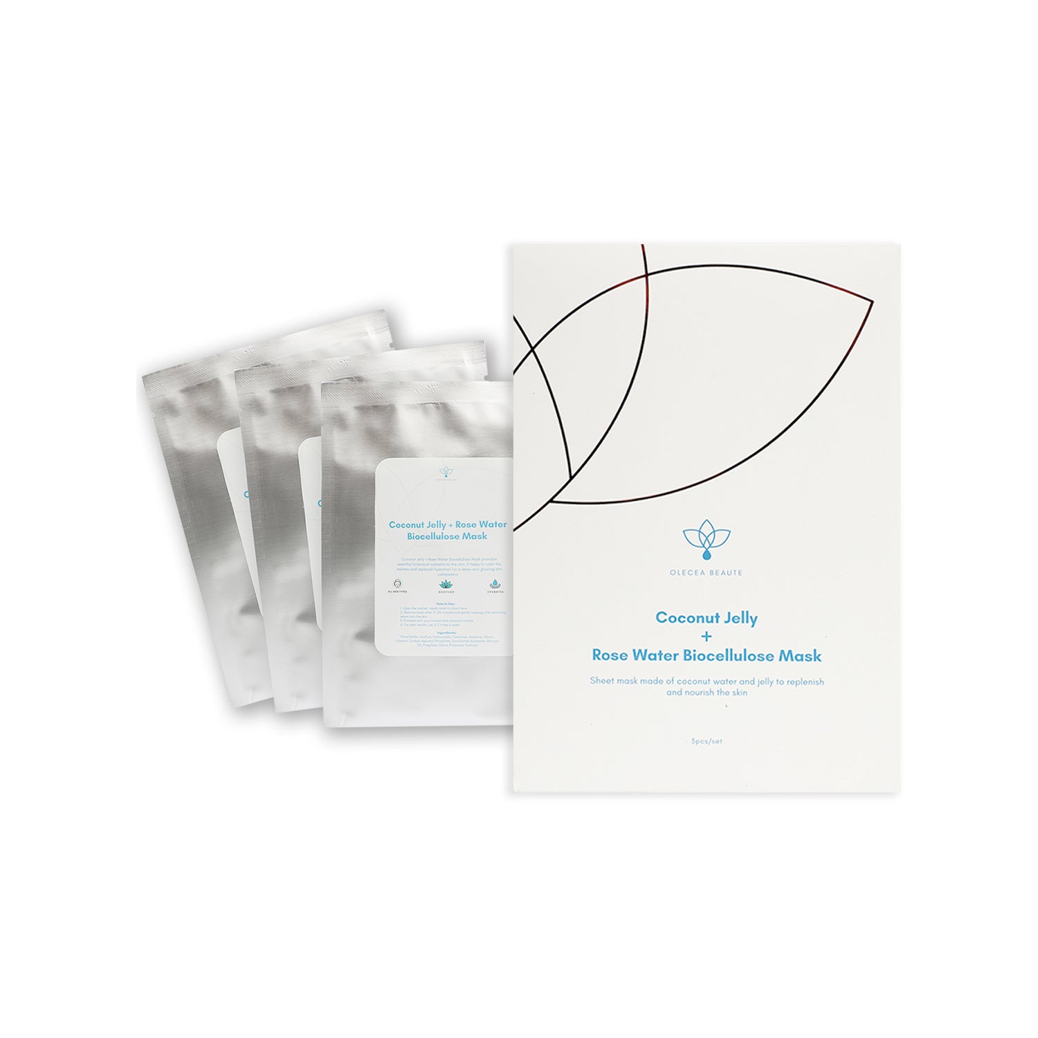 Biocellulose Face Mask with Coconut Jelly & Rose Water - Hydrating & Brightening Sheet Mask for Glowing Skin - Perfect for Spa Nights & Self-Care Routines