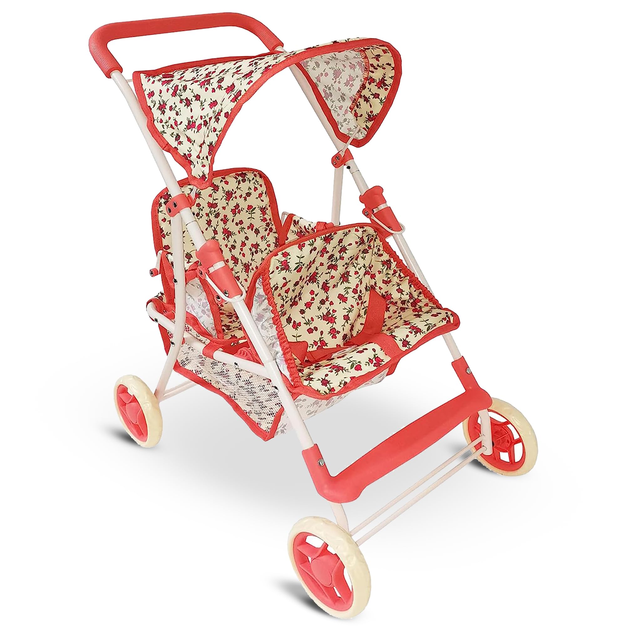 Double Doll Stroller for Toddlers & Kids - Twin Baby Doll Carriage for 4-8 Year Old Girls | 25