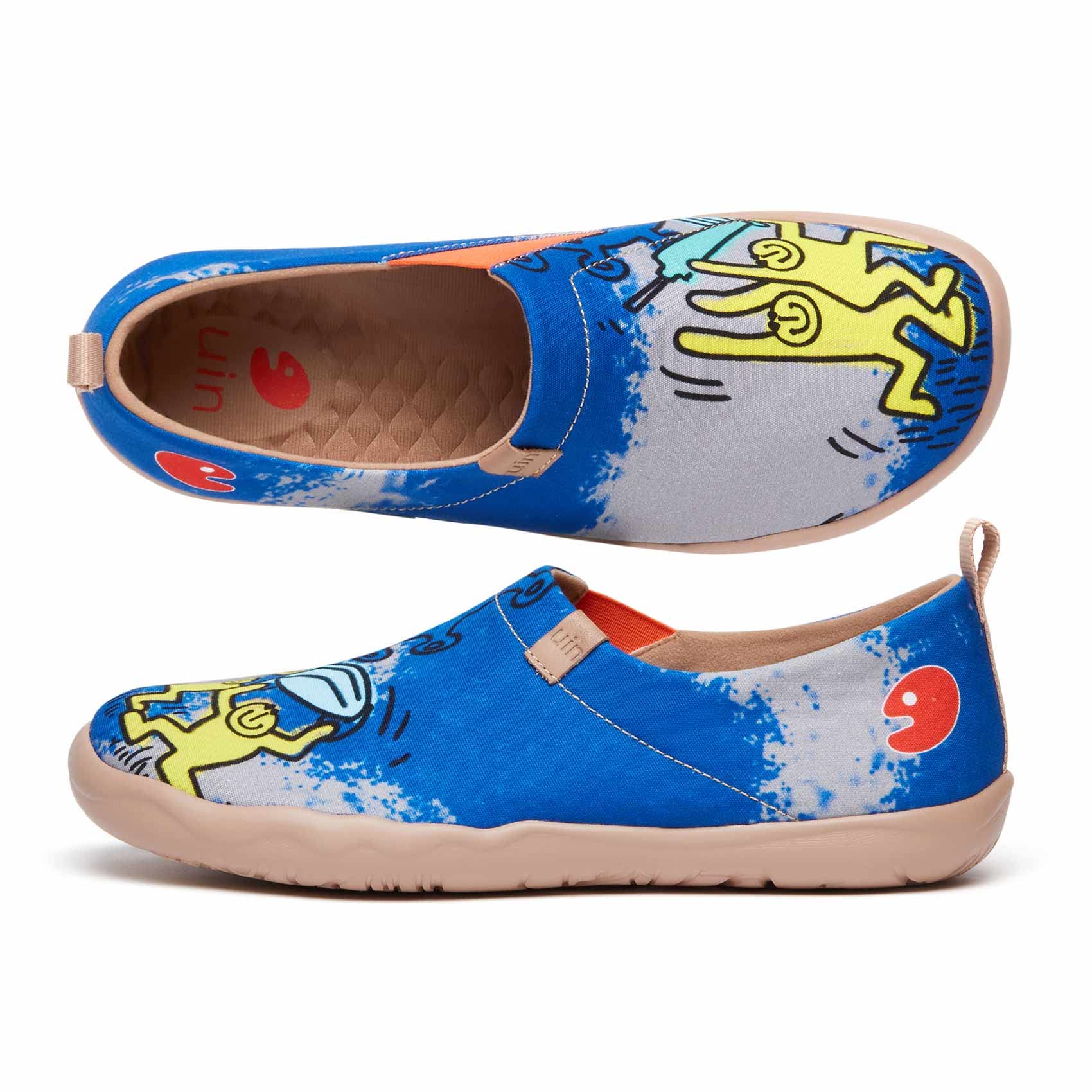 UIN Men's Slip-On Canvas Sneakers - Lightweight Comfortable Walking Shoes with Artistic Paint Design | Perfect for Casual Wear, Travel & Everyday Use