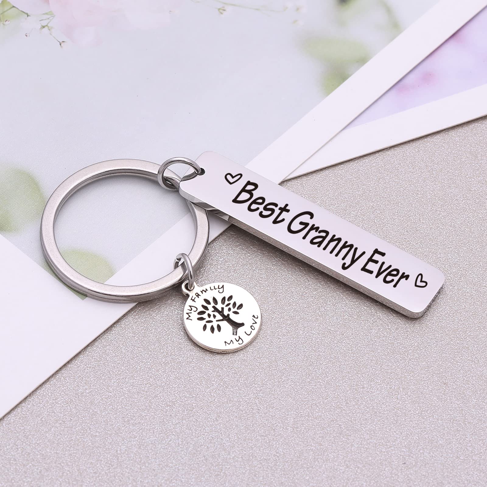 TzrNhm Blossom Best Granny Ever Keychain - Unique Nana Jewelry Gift for Grandma, Mimi & Grammy - Perfect for Mother's Day, Birthday & Anniversary Gifts - Great for Keychains, Handbags & Everyday Use