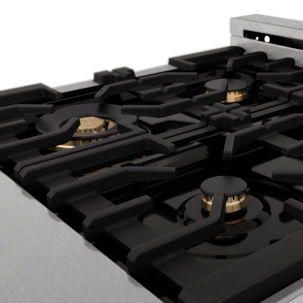 ZLINE 24 Inch 2.8 Cu. Ft. Dual Fuel Range - Gas Cooktop & Electric Convection Oven in Satin Stainless Steel with 4 Brass Burners (RAS SN BR 24) | Perfect for Home Kitchens, Cooking Enthusiasts & Professional Chefs