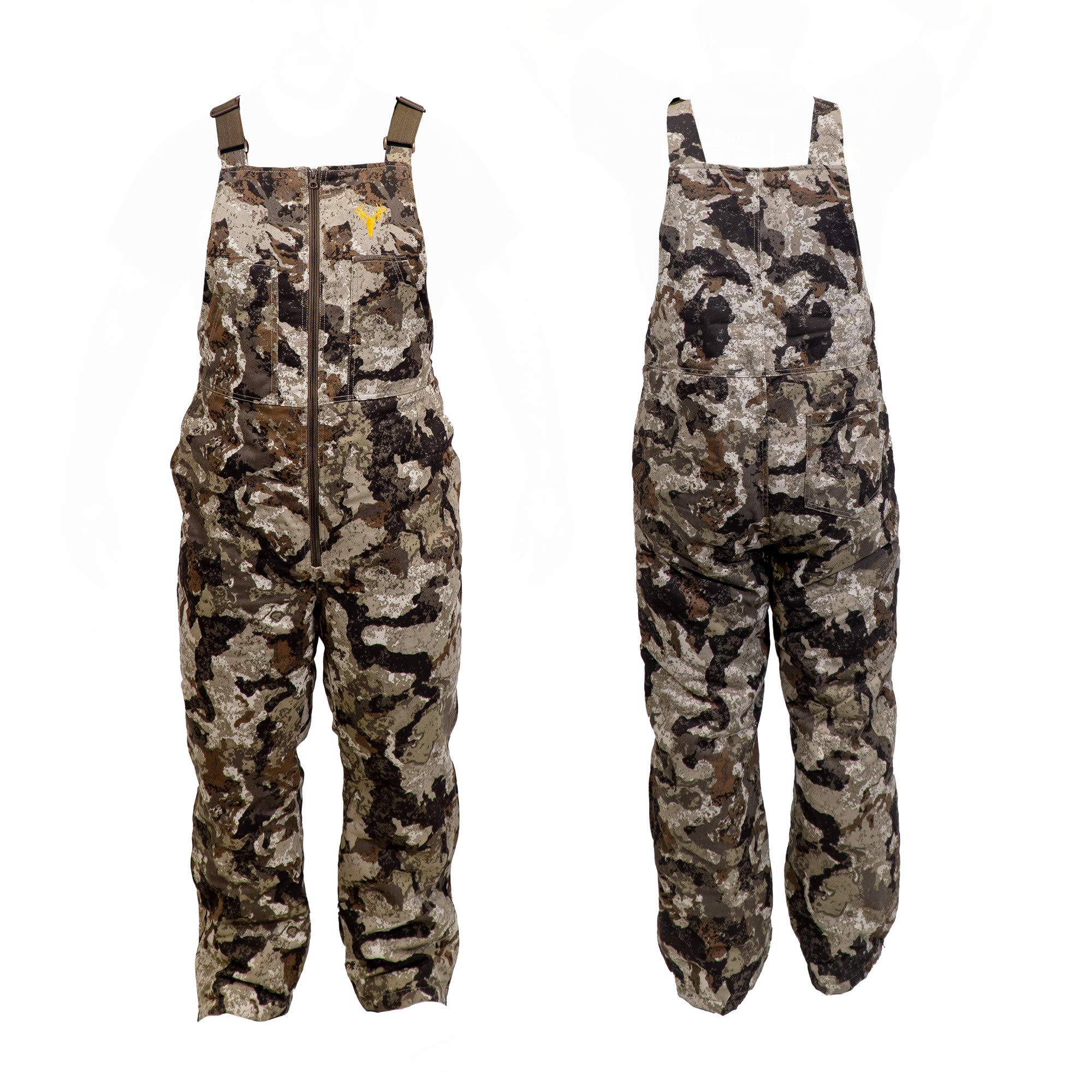 Men's Insulated Camo Bib Overalls - Ultra-Quiet Adjustable Hunting Coveralls for Cold Weather | Waterproof Camouflage Workwear for Deer Hunting & Outdoor Activities