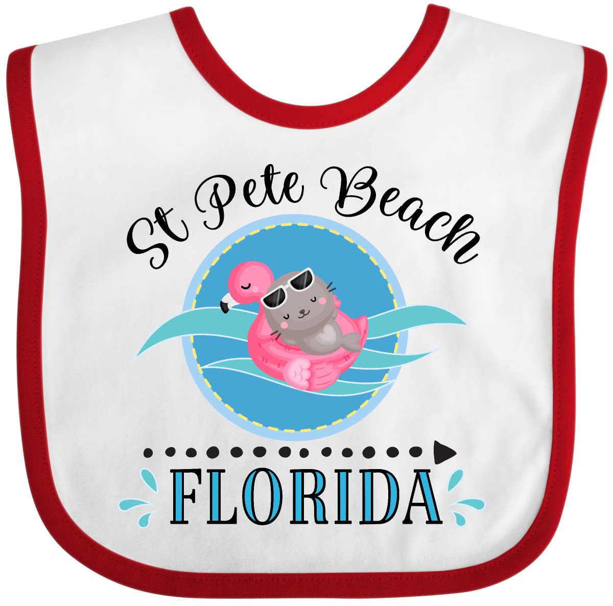 Inktastic St Pete Beach Florida Vacation Gift Baby Bib - Soft Cotton Drool Bib for Infants & Toddlers - Perfect for Beach Trips, Travel, and Everyday Use