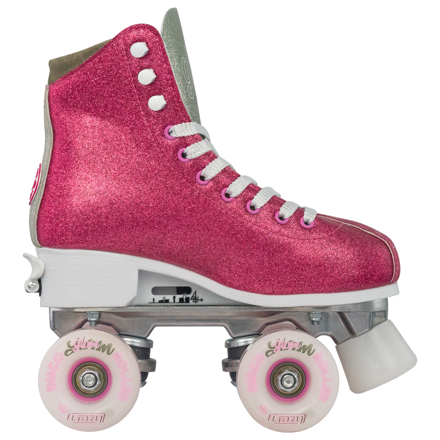 Crazy Glam Adjustable Roller Skates for Women - Pink & Silver Shimmer Design - Perfect for Outdoor Skating, Rink Parties & 80s Retro Style Fashion