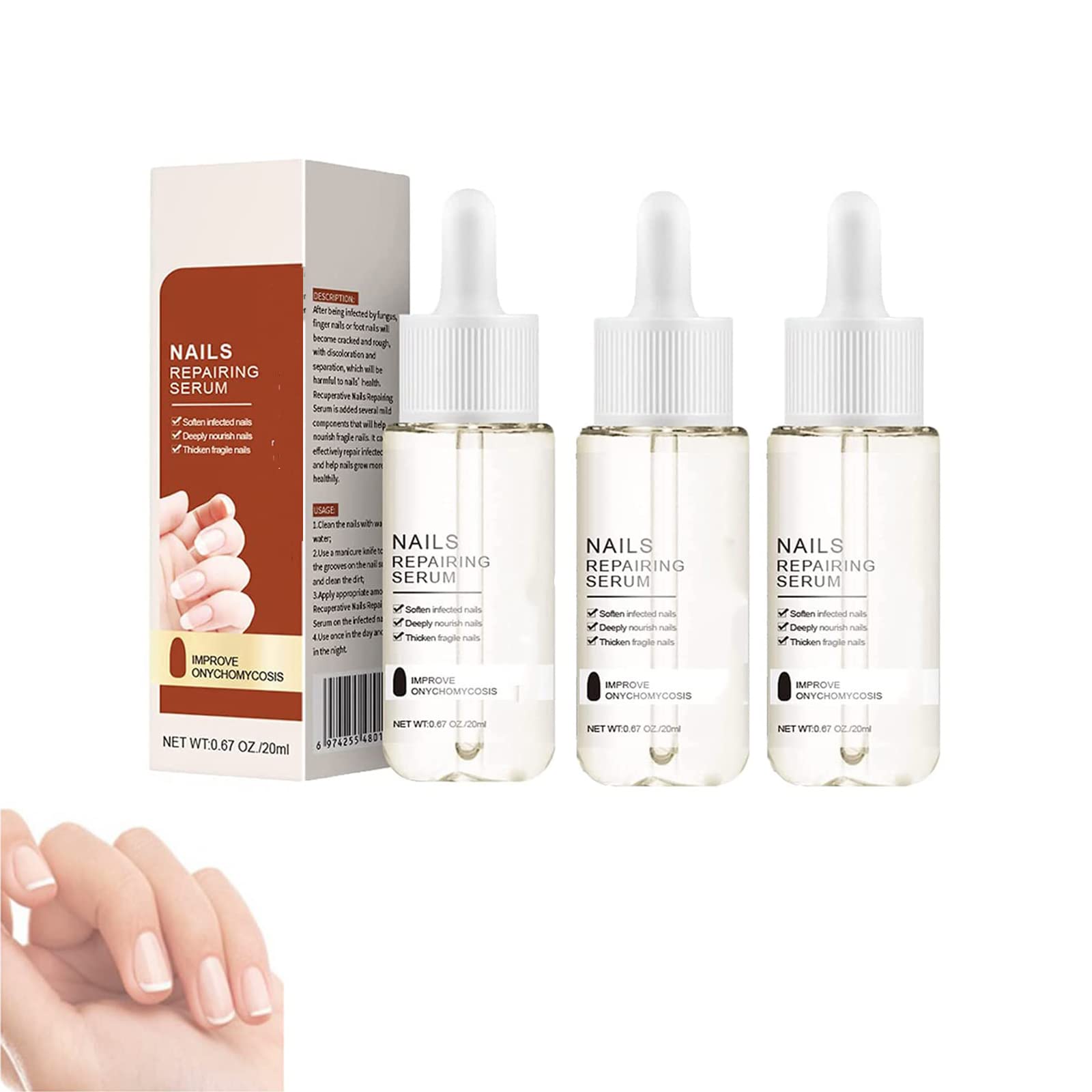 7 Days Nail Growth & Strengthening Serum - Fast Acting Nail Repair Treatment Oil for Stronger, Healthier Nails - Natural Toenail & Fingernail Care Solution (3 Pack) - Perfect for Brittle, Weak, or Damaged Nails at Home or Salon