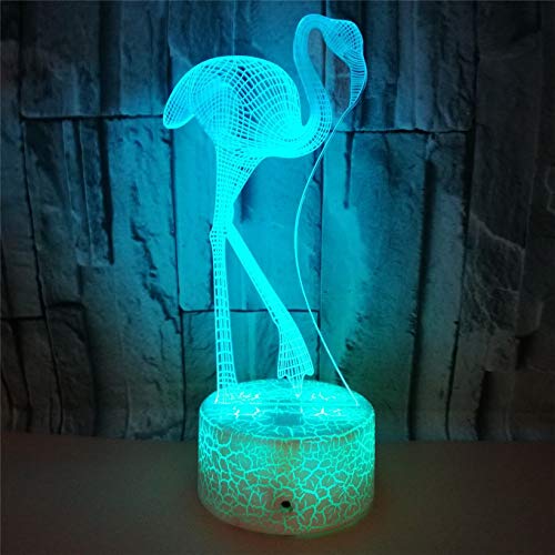 3D Flamingo Night Light - 7 Color Changing LED Illusion Lamp with Touch Switch, USB Powered, Acrylic ABS Base - Perfect for Bedroom, Nursery, Kids Room, Party Decor & Gift Ideas