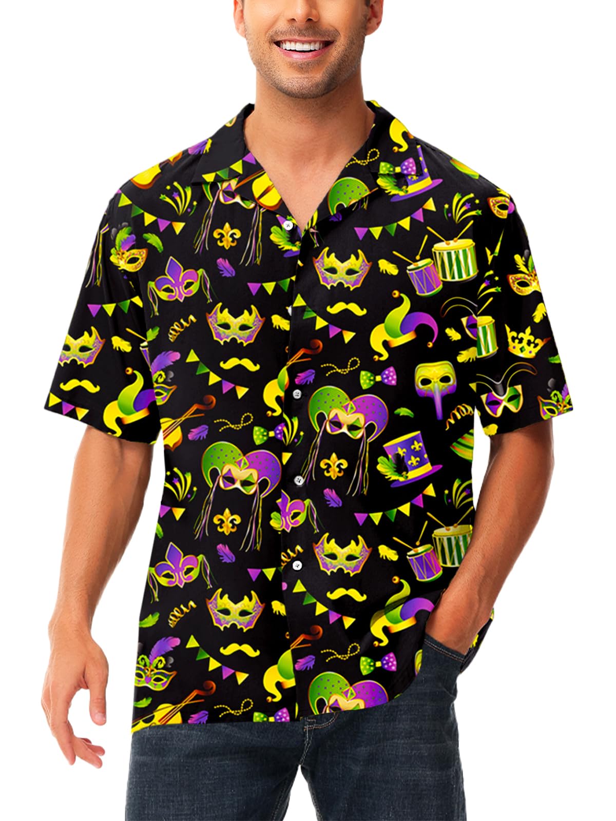 Funny Easter Bunny Egg Hawaiian Shirt for Men - AOBUTE Holiday Party Shirt with Rabbit Design - Perfect for Easter Celebrations, Beach Vacations & Summer Parties