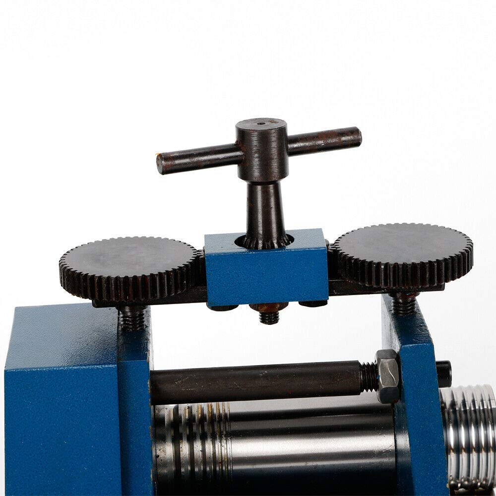 75mm Blue Manual Jewelry Rolling Mill Machine - Metal Sheet & Wire Press Tool for DIY Jewelry Making, Repair, and Crafting (Perfect for Goldsmiths, Hobbyists & Small Workshops)