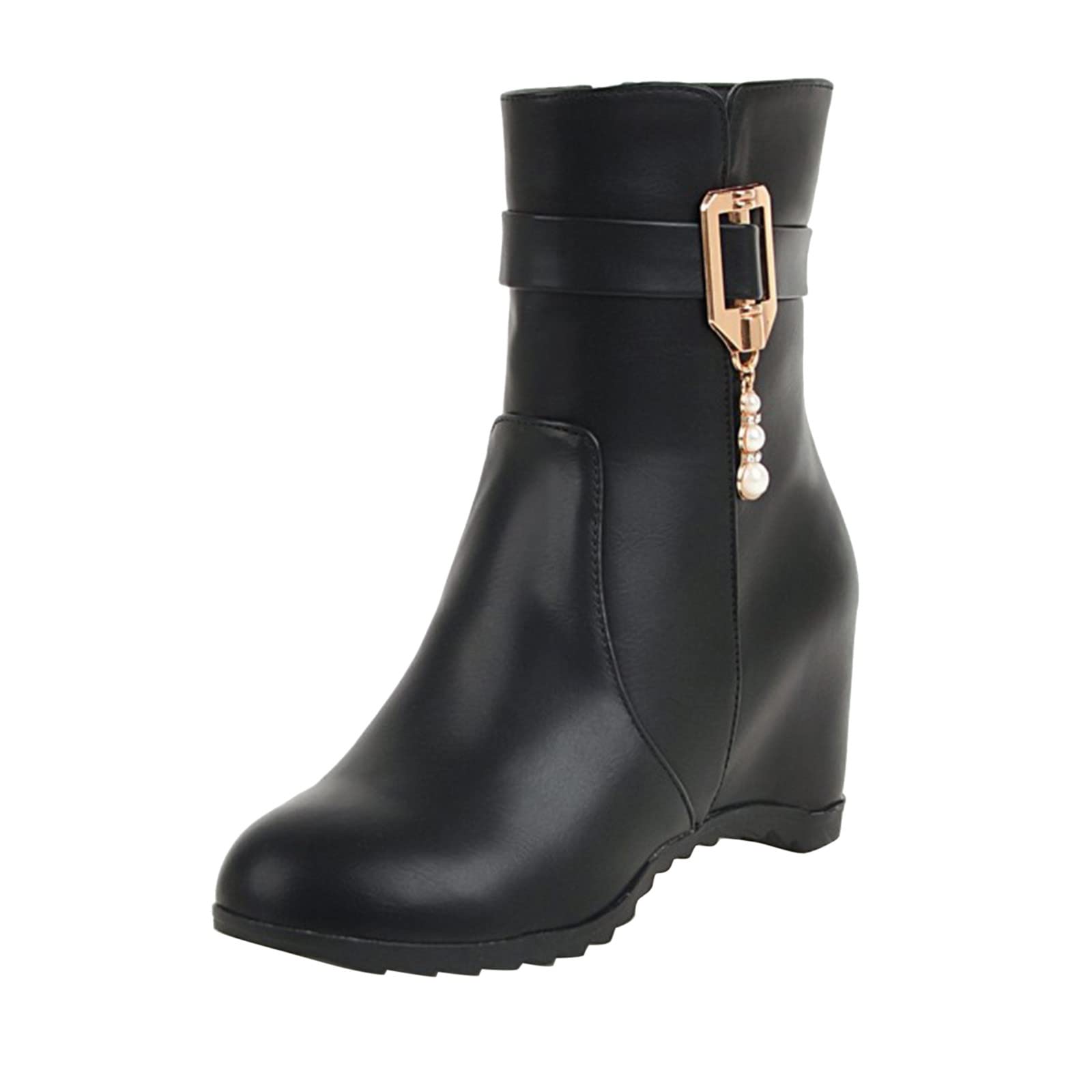 Men's & Women's Western Ankle Boots - Hiking Shoes with Wedge Heel & Zipper - Cowgirl Boots for Outdoor Adventures, Country Wear & Casual Fashion