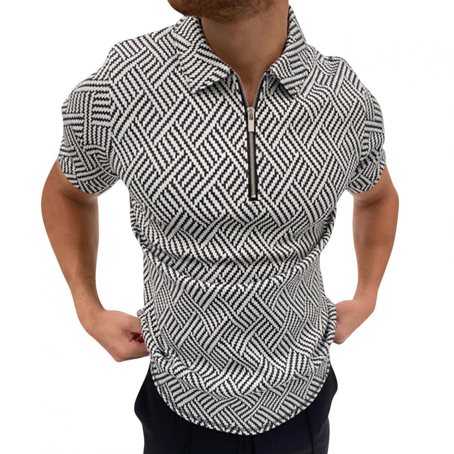 Men's Dry Fit Zip Up Polo Shirts - Moisture Wicking Athletic Golf & Tennis Shirts - Short Sleeve Performance Top for Sports & Casual Wear