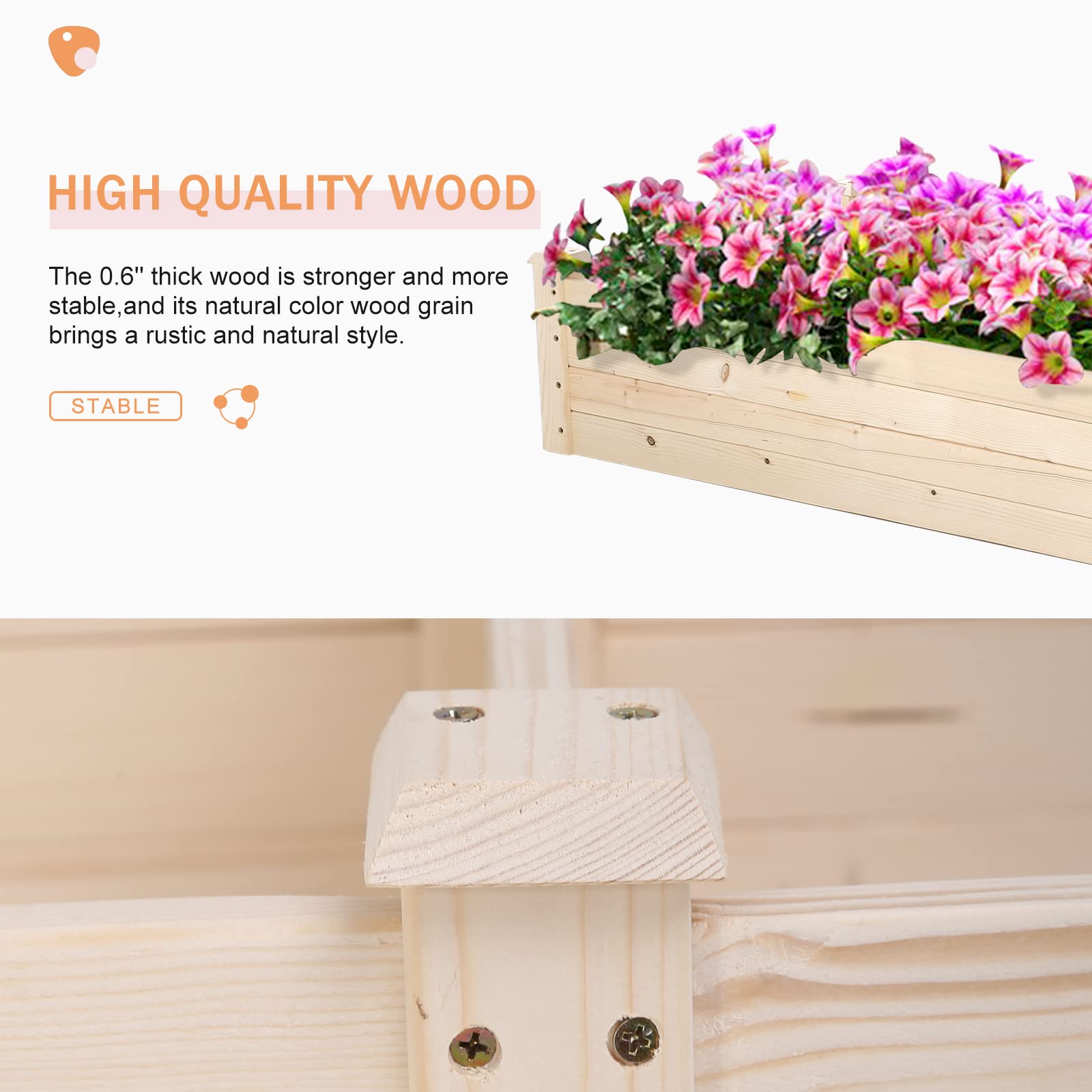 Elevated Garden Bed Kit - Large Outdoor Wooden Raised Planter Box for Vegetables, Flowers & Herbs | Deep Root Gardening, Moveable & Durable | Perfect for Patio, Backyard & Urban Farming
