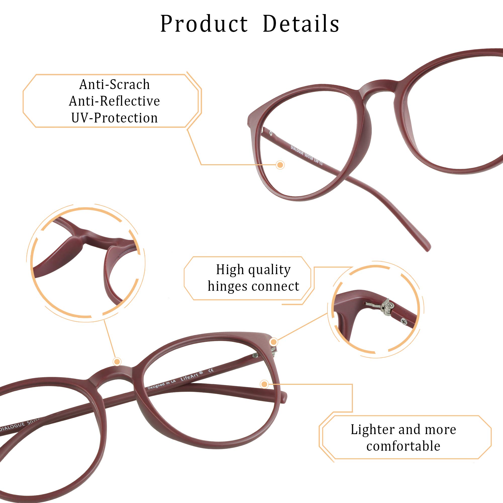 LifeArt Blue Light Blocking Glasses for Women & Men - Anti Eyestrain Computer Glasses with UV Protection - Perfect for Office Work, Gaming & Screen Time