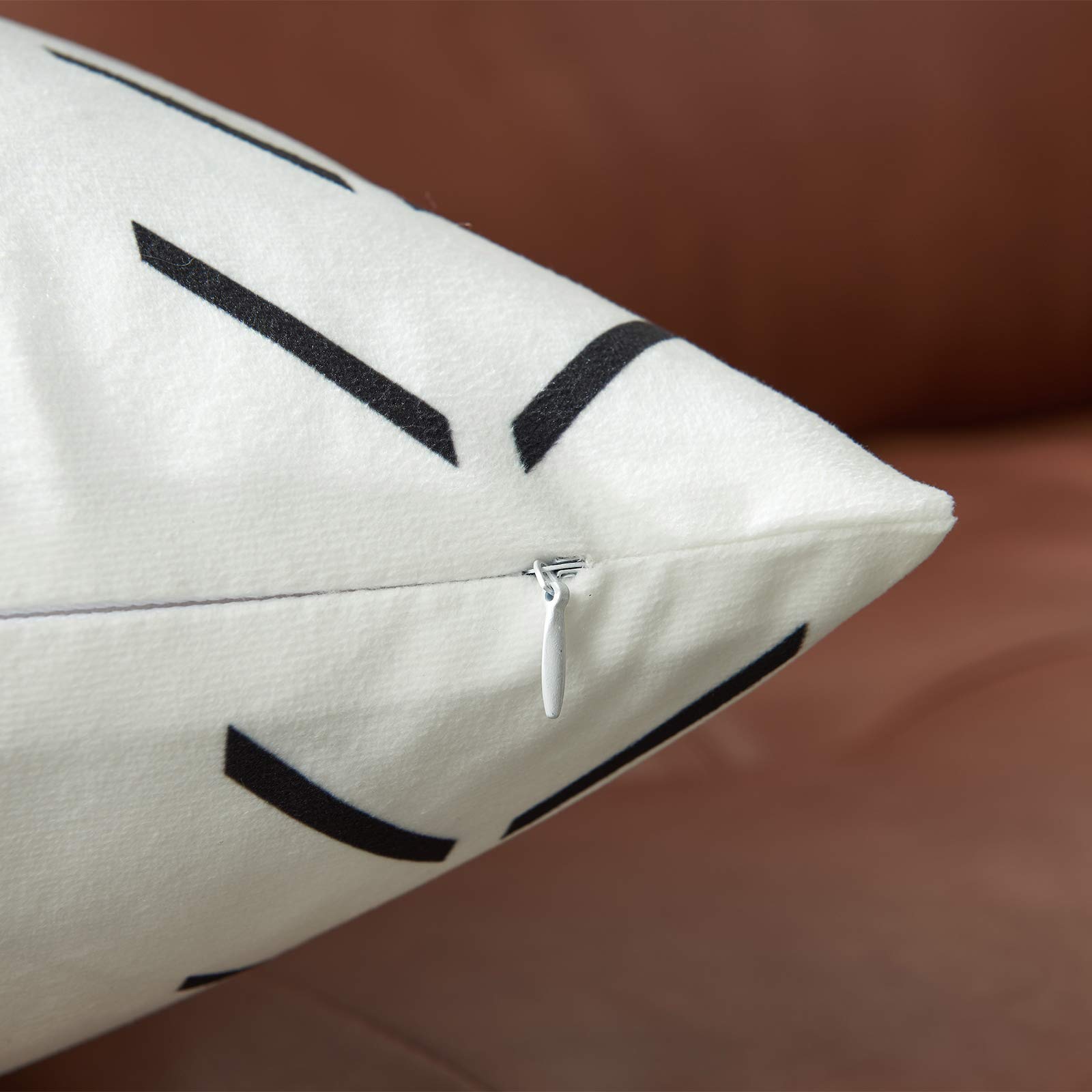 2 Pack White Boho Aztec Decorative Pillow Covers 18x18 Inches - Soft Polyester Blend Square Throw Pillow Cases for Sofa, Couch, Bed & Home Decor - Perfect for Living Room, Bedroom & Dorm Styling