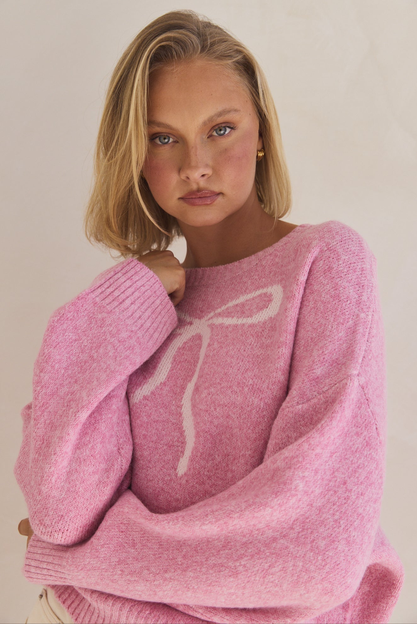 Juliette Knit Jumper Women's Pink Sweater - Cozy Casual Pullover for Fall & Winter Outfits