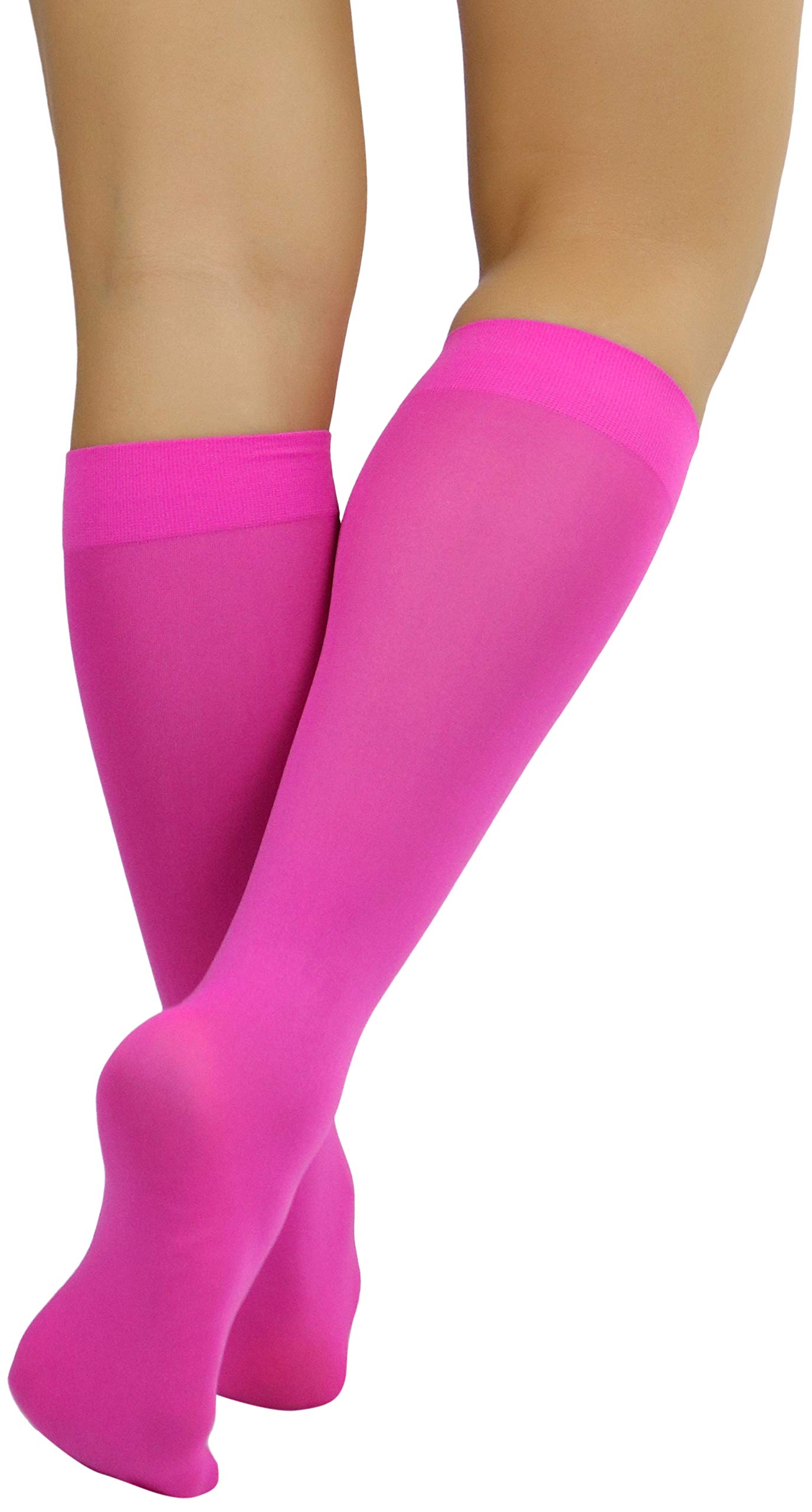 ToBeInStyle Women's Fashion Opaque Nylon Knee High Socks - Warm Winter Boot Socks for Women, Non-Slip Comfortable Crew Socks for Boots, Shoes & Casual Wear