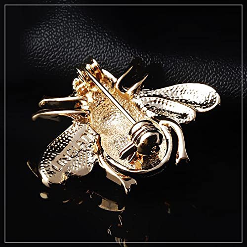 Elegant Gold Black Bumble Bee Brooch with Austrian Crystals - Perfect for Dresses & Jackets