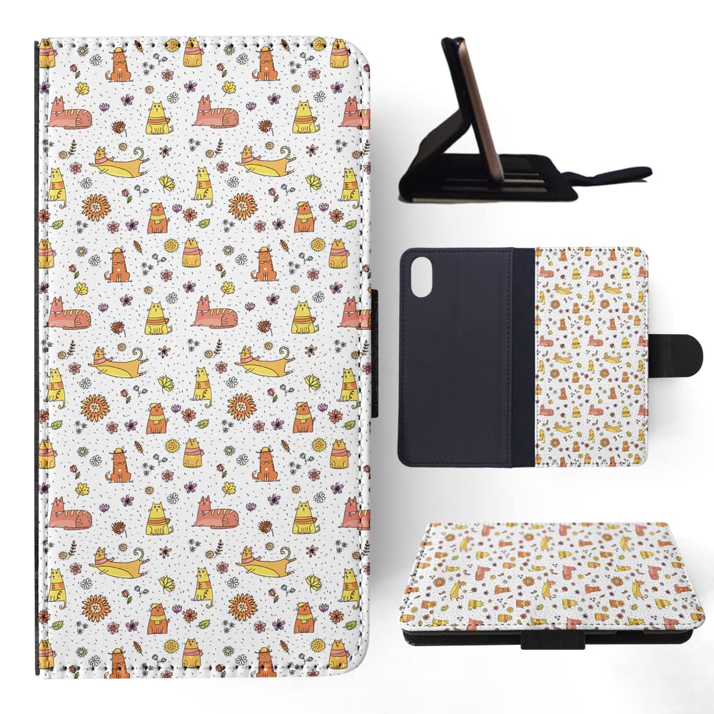 Cute Autumn Cat Pattern Flip Wallet Phone Case for Apple iPhone X & Xs - Stylish Protective Cover for Everyday Use, Shopping & Travel