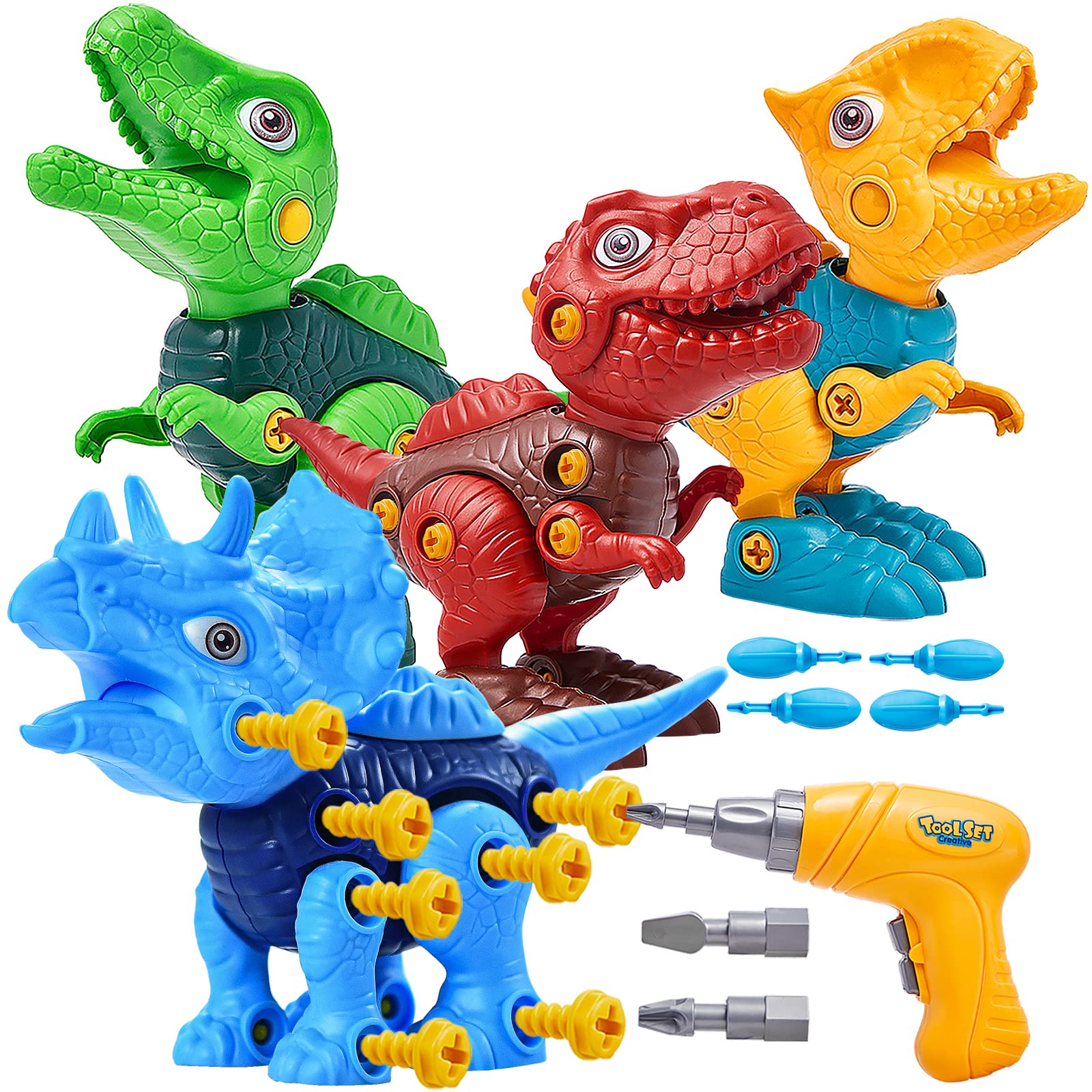 Take Apart Dinosaur Toys for Kids Ages 3-8 | STEM Learning Educational Building Toys with Electric Drill | Dinosaur Toys for Boys & Girls | Perfect for Birthday, Easter Gifts & Pretend Play