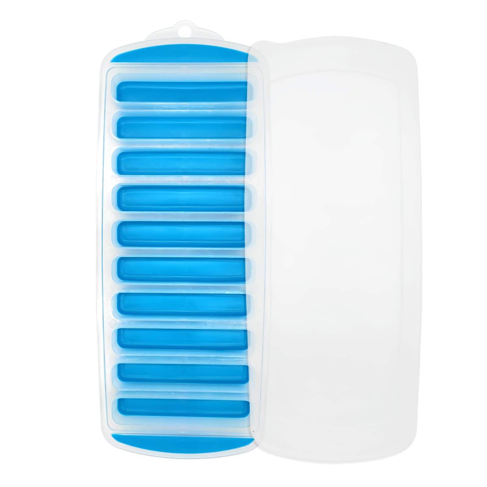 Ainkou Silicone Ice Cube Tray with Lid - Reusable, Leak-Proof Long Ice Stick Maker for Water Bottles, Whiskey & Cocktails | Easy Release, BPA-Free | Perfect for Sports, Parties & Home Bars (Blue)