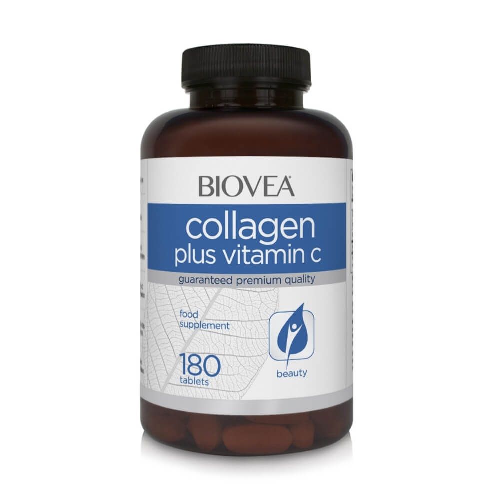 Biovea Collagen plus Vitamin C 180 Tablets - Supports Skin, Hair & Joint Health - Anti-Aging Supplement for Women & Men - Perfect for Daily Wellness Routine