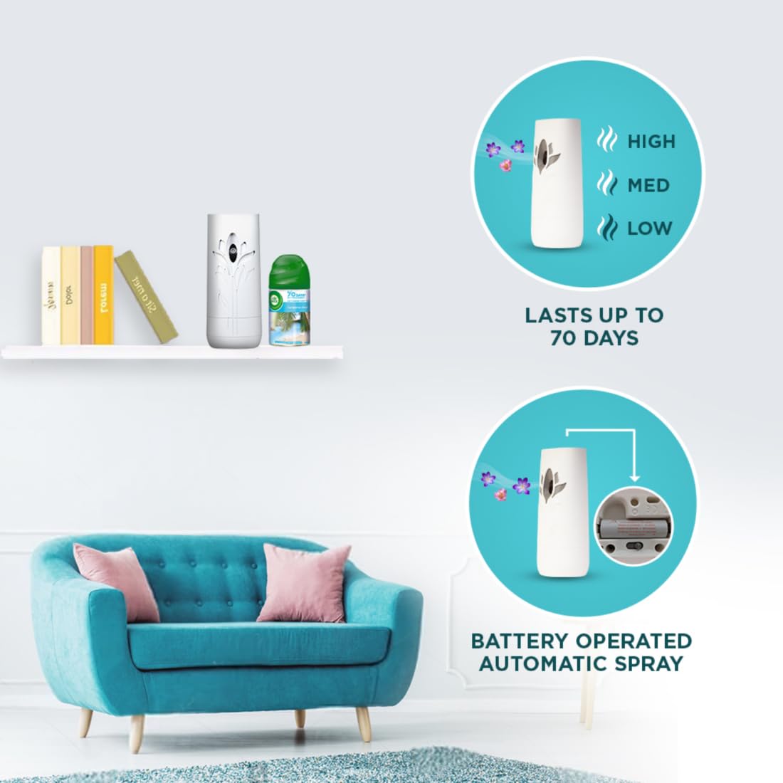 Air Wick Freshmatic Automatic Air Freshener Refill 250ml - Beach Walk (Turquoise Oasis) | 2600 Sprays Guaranteed | Long-Lasting Scent for Home, Bathroom & Office | Automatic Room Spray for Fresh & Inviting Spaces