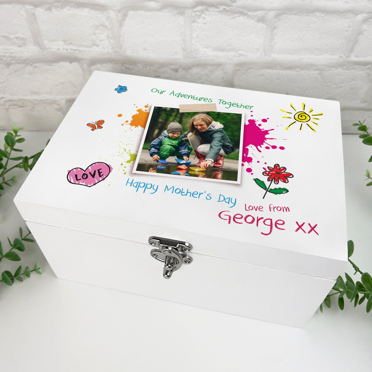Personalized 'Our Adventures Together' Wooden Keepsake Memory Box - Gift for Parents & Grandparents from Kids/Grandkids - 3 Sizes (22cm, 27cm, 30cm) - Perfect for Anniversaries, Birthdays & Family Memories