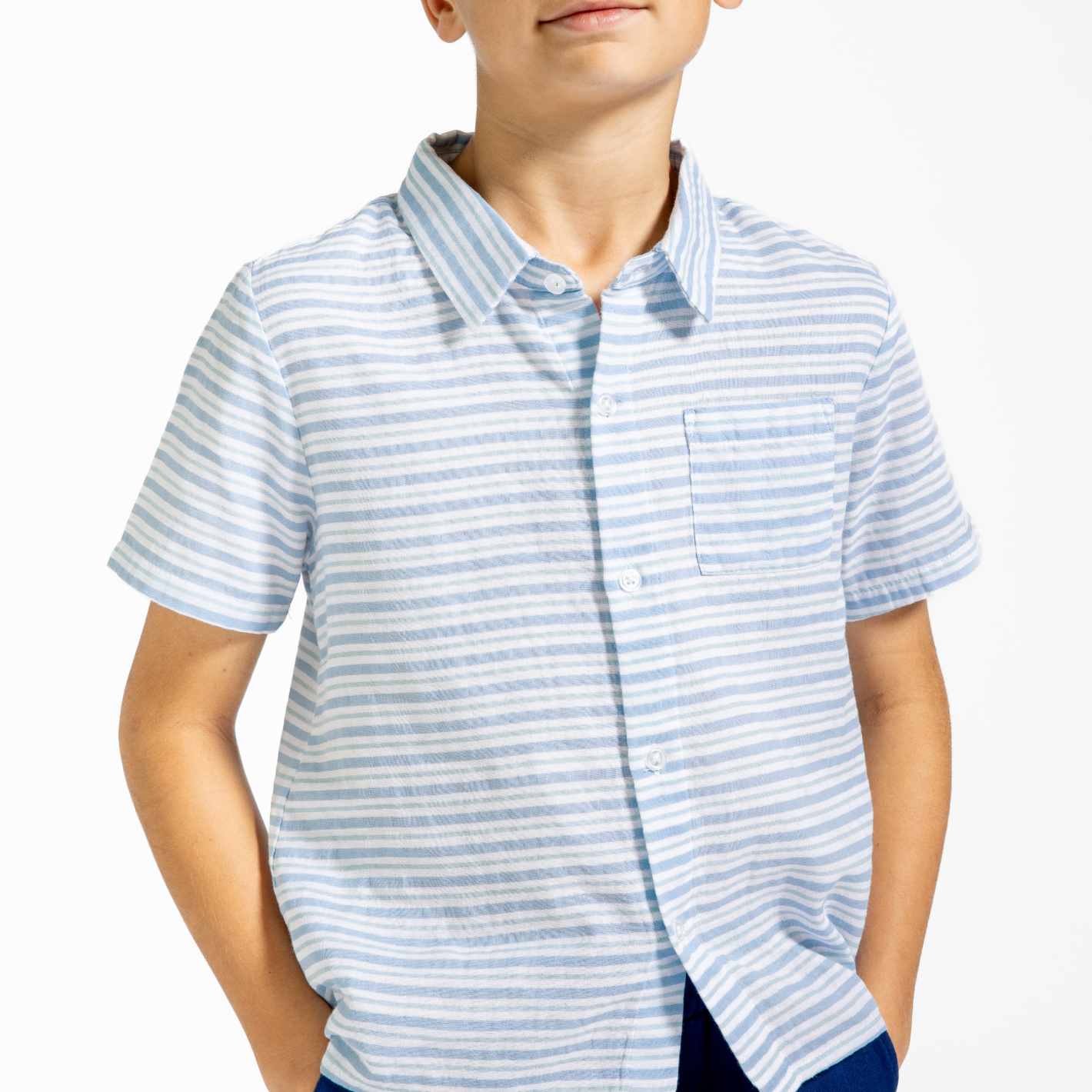 Boys' Peri Blue Striped Button-Down Shirt | Casual & Formal Wear for School, Parties & Special Occasions