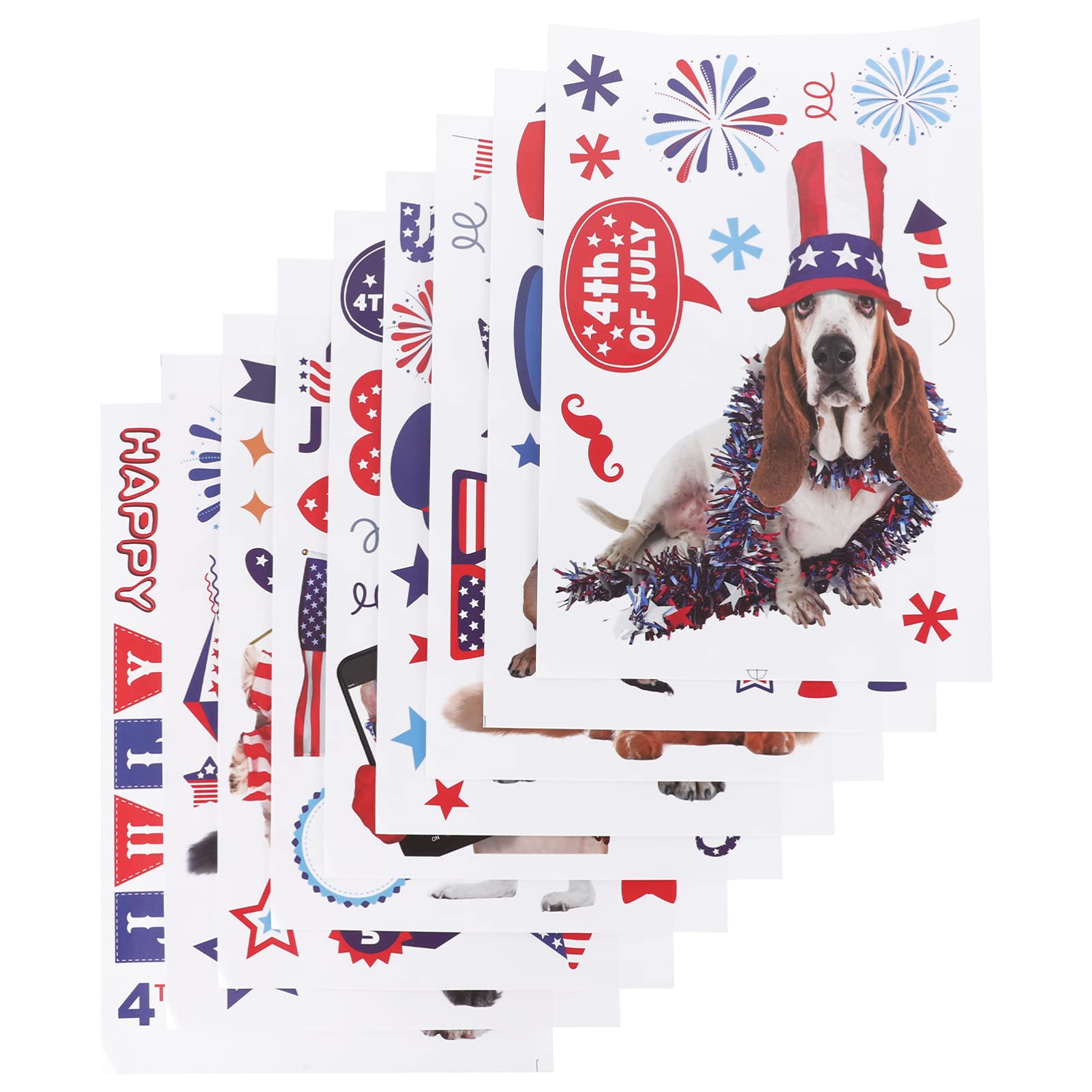 Garneck 9PCS Patriotic Window Clings - American Flag Dog Stickers for Kids, 4th of July Home Decor, Independence Day Wall Decals for Windows, Doors, Cafes & Restaurants | Perfect for Holiday Parties, Classroom Decor & Patriotic Events