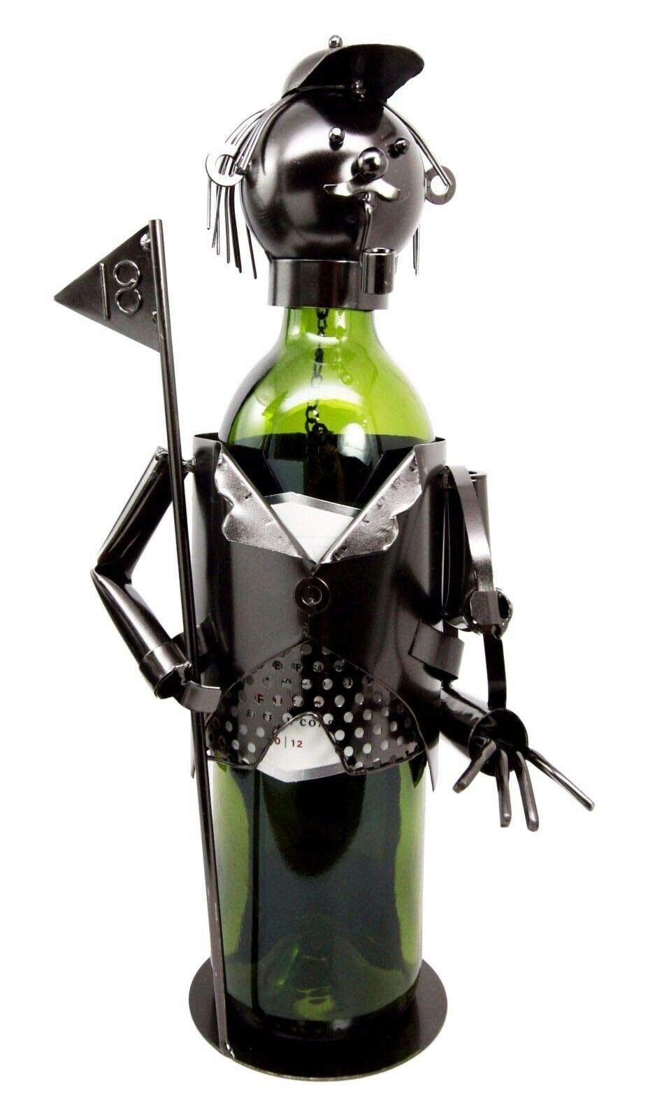 HomDEc Professional Golf-Themed Metal Wine Bottle Holder with Ball Pipe & Flag - Perfect for Golf Lovers, Home Bar Decor & Man Cave Accessories