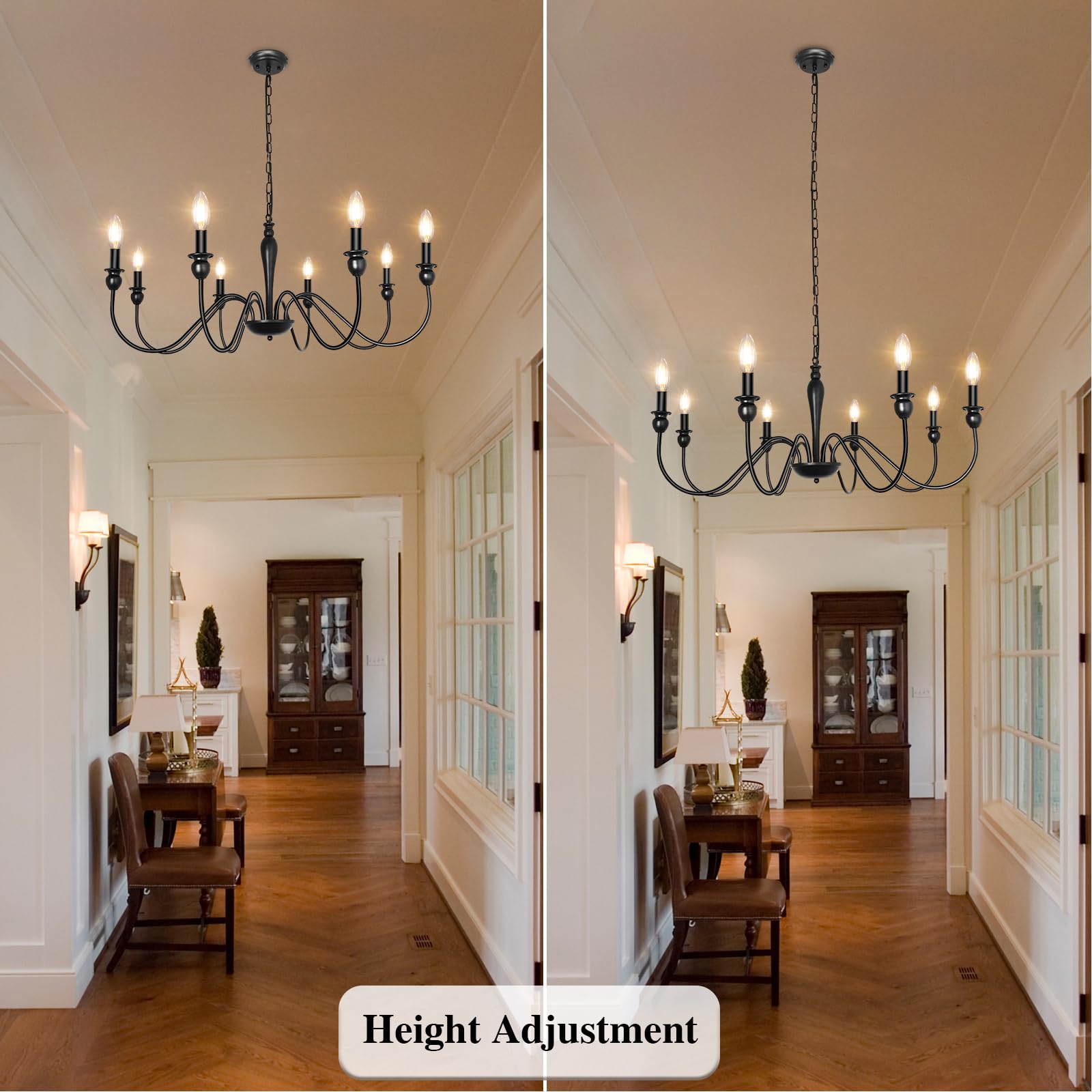 LASENCHOO 8-Light Farmhouse Chandelier - Black Industrial Rustic Ceiling Light Fixture for Dining Room, Living Room, Bedroom, Foyer & Kitchen Island | Perfect for Farmhouse, Industrial & Rustic Home Decor
