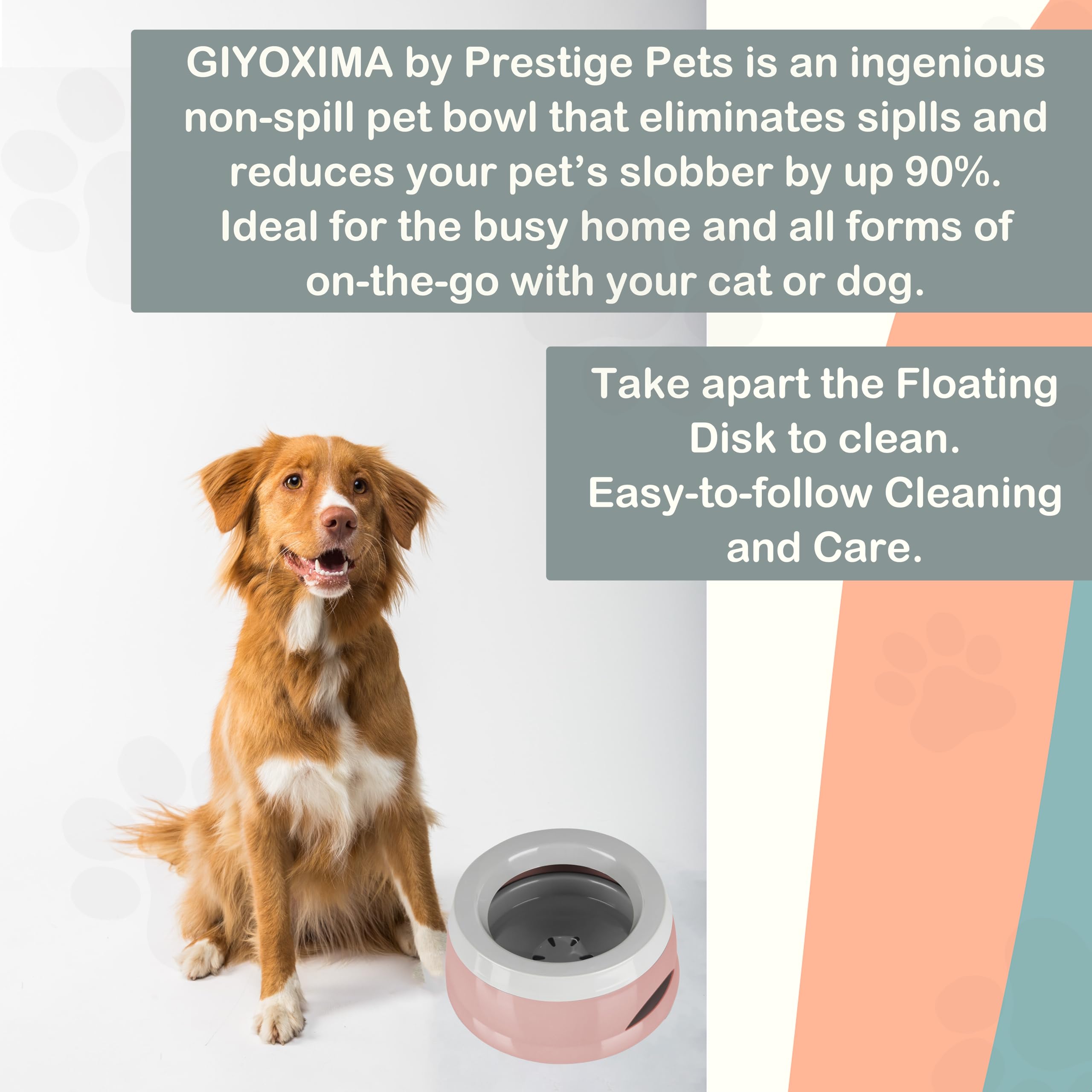 No Spill Dog Water Bowl - 25oz/750ml Spill-Proof Pet Water Dispenser with Slow Feeder Design for Dogs & Cats - Perfect for Travel, Home, and Outdoor Use