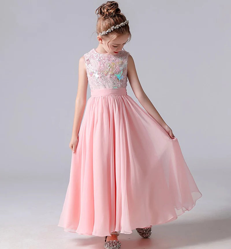 Sparkly Pink Flower Girl Dress for Kids - Elegant Junior Bridesmaid Gown for Weddings, Birthday Parties & Special Occasions | Perfect for Pageants, Photo Shoots & Celebrations