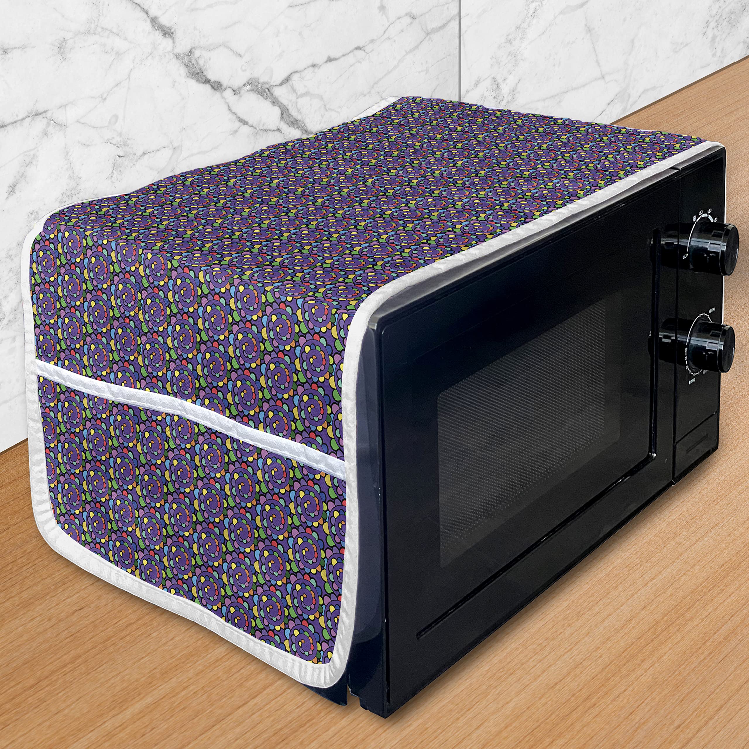 Ambesonne Abstract Microwave Cover - Waterproof Kitchen Organizer with Pockets, 36