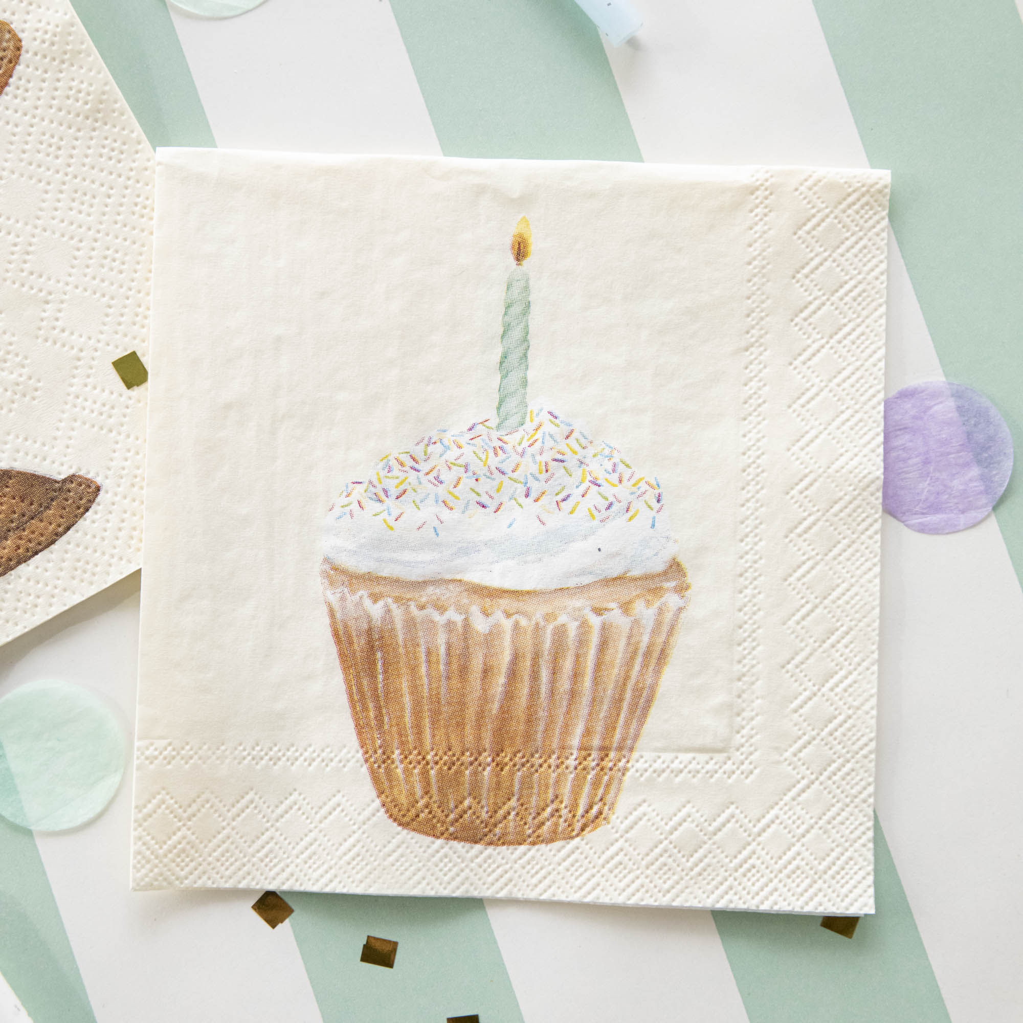 Premium Cupcake Cocktail Napkins - 50 Pack Disposable Party Napkins for Desserts, Drinks & Appetizers - Perfect for Birthday Parties, Weddings & Baby Showers