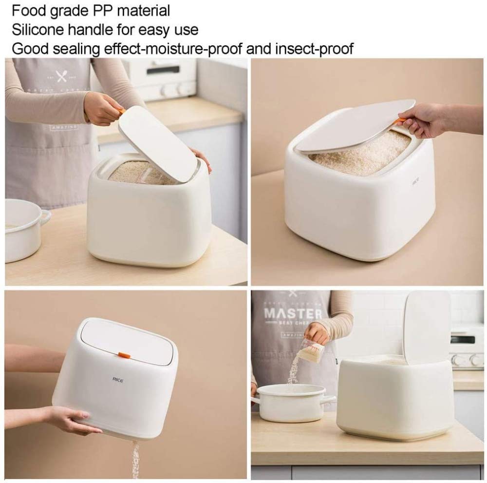 10kg Airtight Rice Storage Container with Silicone Seal - Plastic Food-Grade Cereal Dispenser & Flour Bin with Handle - Perfect for Rice, Cat Food, Grains & Bulk Dry Food Storage (Dark Blue)