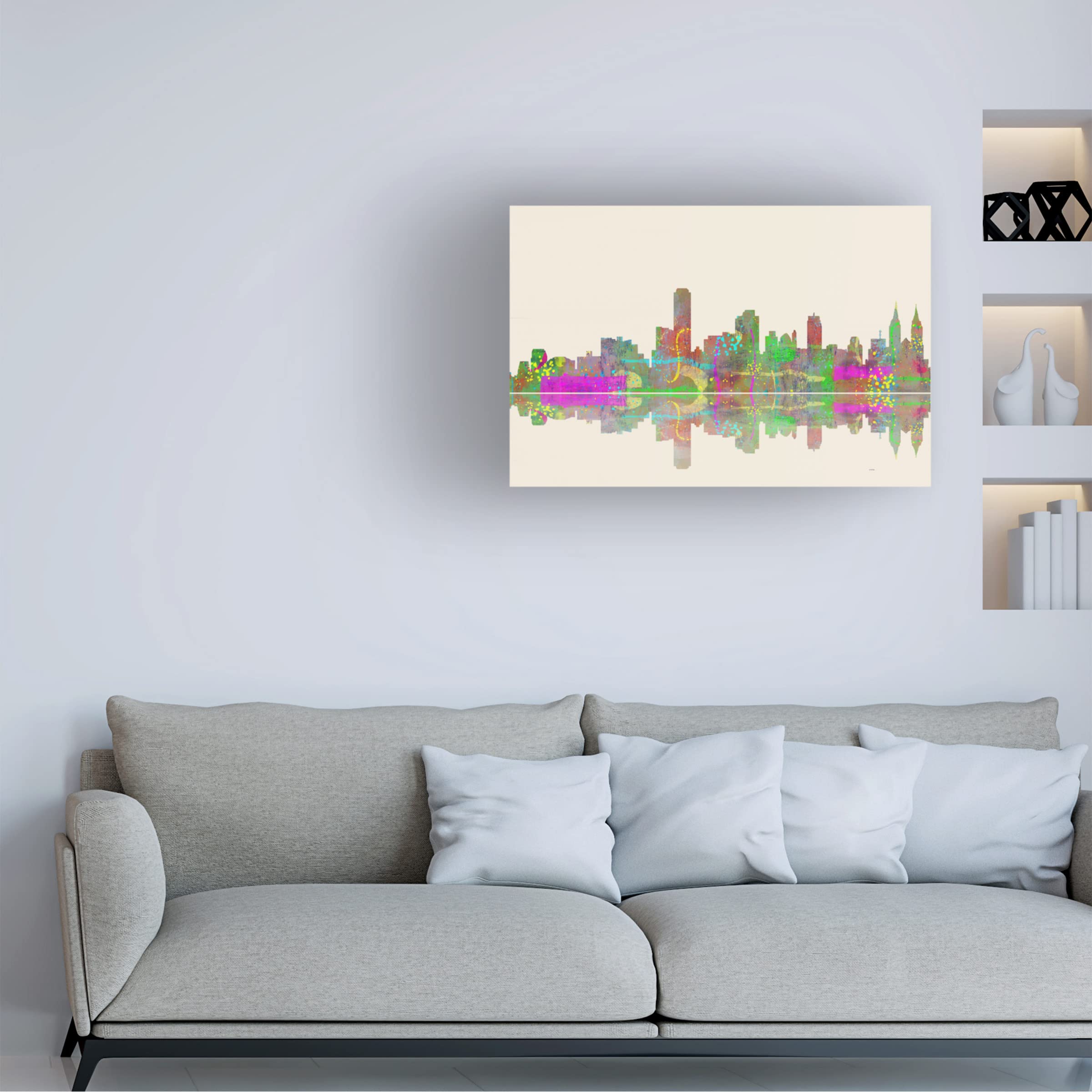 Trademark Fine Art 'Adelaide SA Skyline 2' Canvas Wall Art by Marlene Watson - 16x24 Inches - Modern Cityscape Painting for Living Room, Office & Home Decor